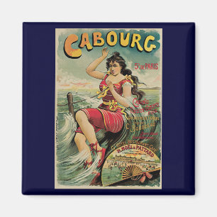 Vintage Travel, Beach Resort, Cabourg Frankreich Magnet