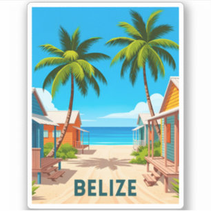 Vintage Travel Belize Beach Karibik Aufkleber