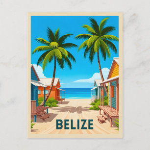 Vintage Travel Belize Beach Karibik Postkarte