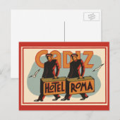 Vintage Travel Bellhops Hotel Roma, Cadiz, Spanien Postkarte (Vorne/Hinten)