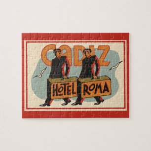 Vintage Travel Bellhops Hotel Roma, Cadiz, Spanien Puzzle