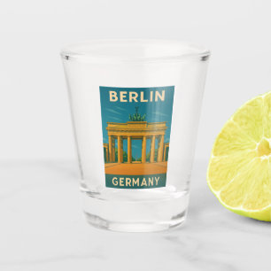 Vintage Travel Berlin Deutschland Brandenburg Tor Schnapsglas