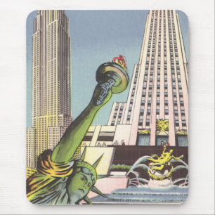 Vintage Travel, berühmte New Yorker Sehenswürdigke Mousepad