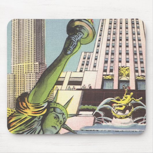 Vintage Travel, berühmte New Yorker Sehenswürdigke Mousepad (Vorne)