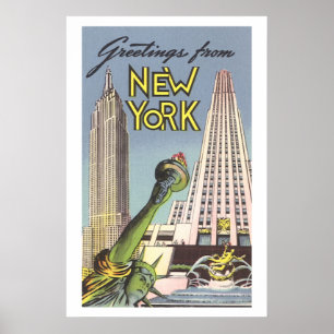 Vintage Travel, berühmte New Yorker Sehenswürdigke Poster