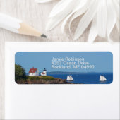 Vintage Travel Blue Ocean Lighthouse Maine Sail (Insitu)