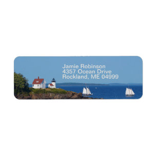Vintage Travel Blue Ocean Lighthouse Maine Sail