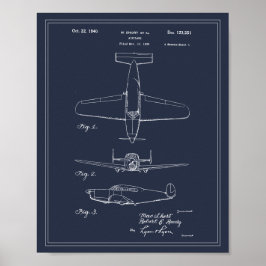 Vintage Travel Blueprint Art 1940 Flugzeugpatent Poster