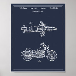 Vintage Travel Blueprint Art Motorrad Patent Poster