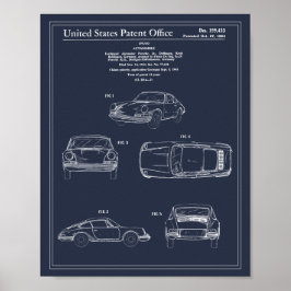 Vintage Travel Blueprint Art Sports Car Patent Poster