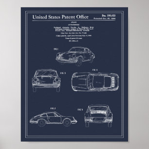 Vintage Travel Blueprint Art Sportwagen Patent Poster