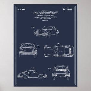 Vintage Travel Blueprint Art Sportwagen Patent Poster