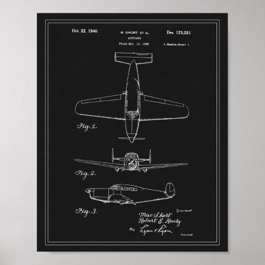 Vintage Travel Blueprint Flugzeug Patent Poster (Vorne)