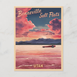 Vintage Travel Bonneville Salt Flats Utah Retro Postkarte