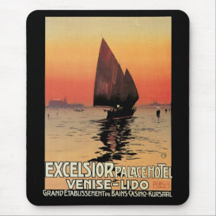 Vintage Travel, Boote im Excelsior Palace Venedig Mousepad