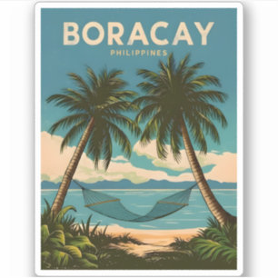 Vintage Travel Boracay Philippines Retro Landschaf Aufkleber