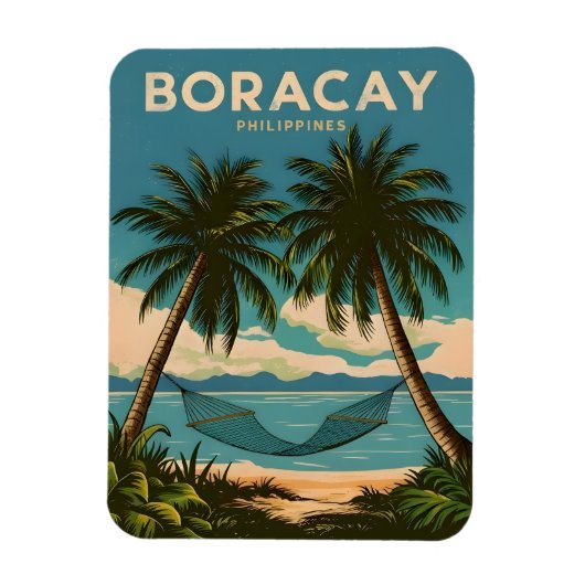 Vintage Travel Boracay Philippines Retro Landschaf Magnet (Vertikal)