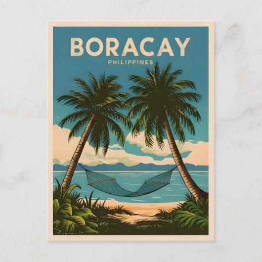 Vintage Travel Boracay Philippines Retro Landschaf Postkarte (Vorderseite)