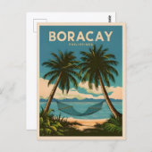 Vintage Travel Boracay Philippines Retro Landschaf Postkarte (Vorne/Hinten)