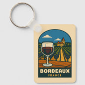 Vintage Travel Bordeaux France Vineyard Retro Schlüsselanhänger (Vorderseite)