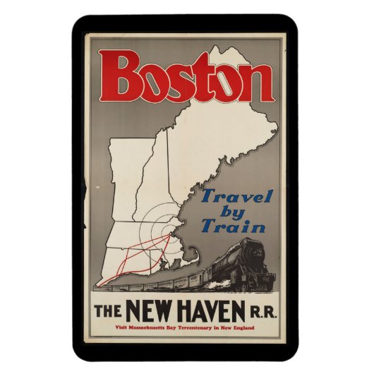 Vintage Travel Boston New Haven Bahn Magnet (Vertikal)