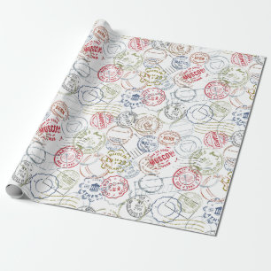 Vintage Travel/Briefmarke Wrapping Paper Geschenkpapier