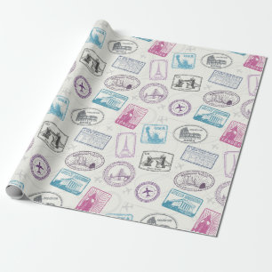 Vintage Travel/Briefmarke Wrapping Paper Geschenkpapier