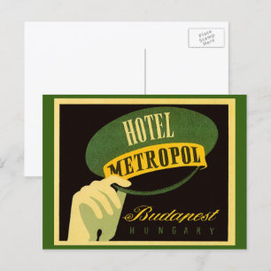 Vintage Travel Budapest Ungarn Bellhop Hat Postkarte