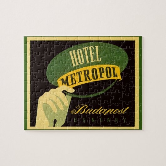 Vintage Travel Budapest Ungarn Bellhop Hat Puzzle (Horizontal)