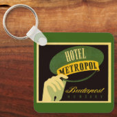 Vintage Travel Budapest Ungarn Bellhop Hat Schlüsselanhänger (Vorderseite)