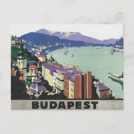 Vintage Travel Budapest Ungarn Postkarte (Vorderseite)