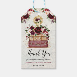 Vintage Travel Burgundy Blush Blume Brautparty Geschenkanhänger