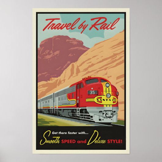 Vintage Travel by Rail Poster Poster (Vorne)