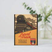 Vintage Travel by Train Poster Postkarte (Stehend Vorderseite)