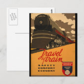 Vintage Travel by Train Poster Postkarte (Vorne/Hinten)