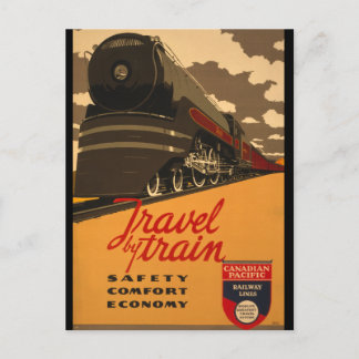 Vintage Travel by Train Poster Postkarte