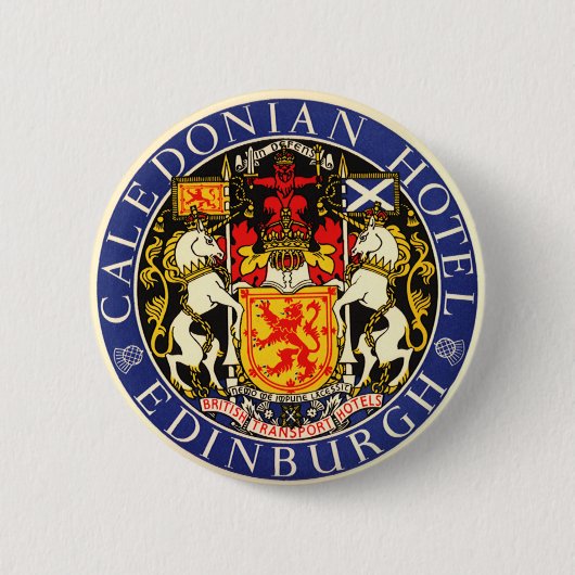 Vintage Travel Caledonian Hotel Edinburgh Schottla Button (Vorderseite)