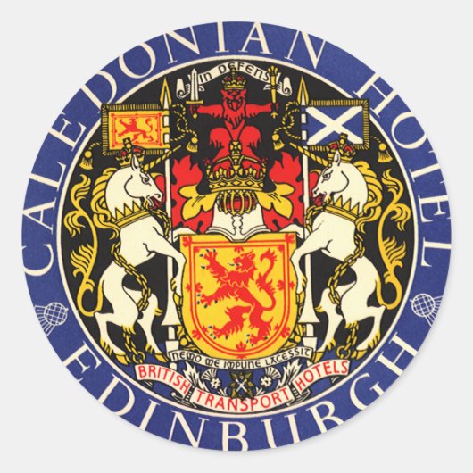 Vintage Travel Caledonian Hotel Edinburgh Schottla Runder Aufkleber (Vorderseite)