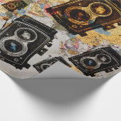 Vintage Travel Camera Muster Geschenkpapier (Ecke)