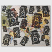Vintage Travel Camera Muster Geschenkpapier (Flach)