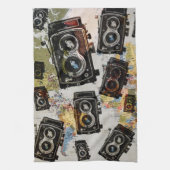 Vintage Travel Camera Muster Geschirrtuch (Vertikal)