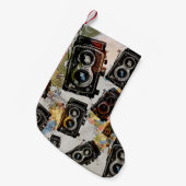 Vintage Travel Camera Muster Kleiner Weihnachtsstrumpf (Vorderansicht (hängend))