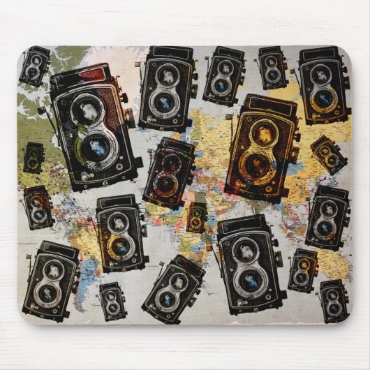 Vintage Travel Camera Muster Mousepad (Vorne)