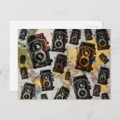 Vintage Travel Camera Muster Postkarte (Vorne/Hinten)