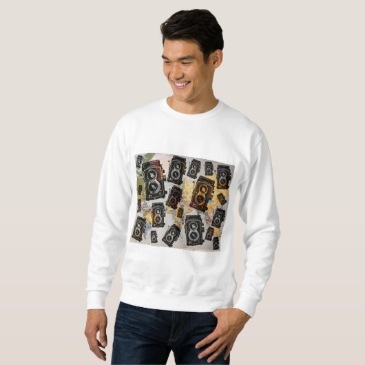 Vintage Travel Camera Muster Sweatshirt (Vorne ganz)