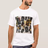 Vintage Travel Camera Muster T-Shirt (Vorderseite)
