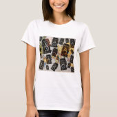 Vintage Travel Camera Muster T-Shirt (Vorderseite)