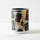 Vintage Travel Camera Muster Tasse (Zentrum)