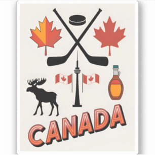Vintage Travel Canada National Icons Vector Style Aufkleber