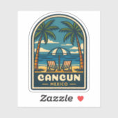 Vintage Travel Cancun Mexiko Beach Retro Aufkleber (Blatt)